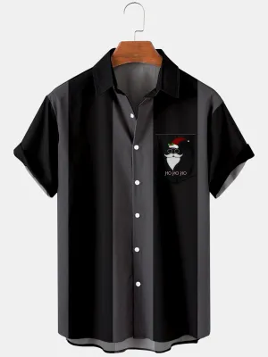Men's Christmas Print Trendy Loose Short Sleeve Shirt