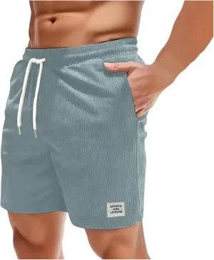 Mens Corduroy Shorts Casual Elastic Waist Drawstring Workout Shorts Gym Running Shorts Camo Shorts Classic Shorts