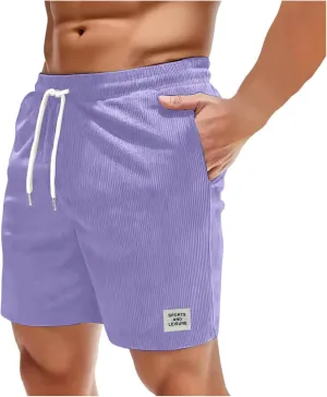 Mens Corduroy Shorts Casual Elastic Waist Drawstring Workout Shorts Gym Running Shorts Camo Shorts Classic Shorts