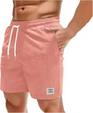 Mens Corduroy Shorts Casual Elastic Waist Drawstring Workout Shorts Gym Running Shorts Camo Shorts Classic Shorts