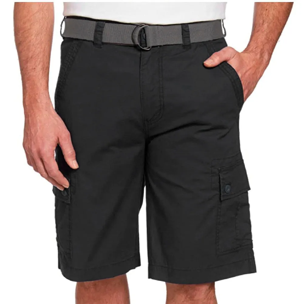 Men’s Cotton Cargo Shorts Multiple Pockets Belt Casual Lose Fit