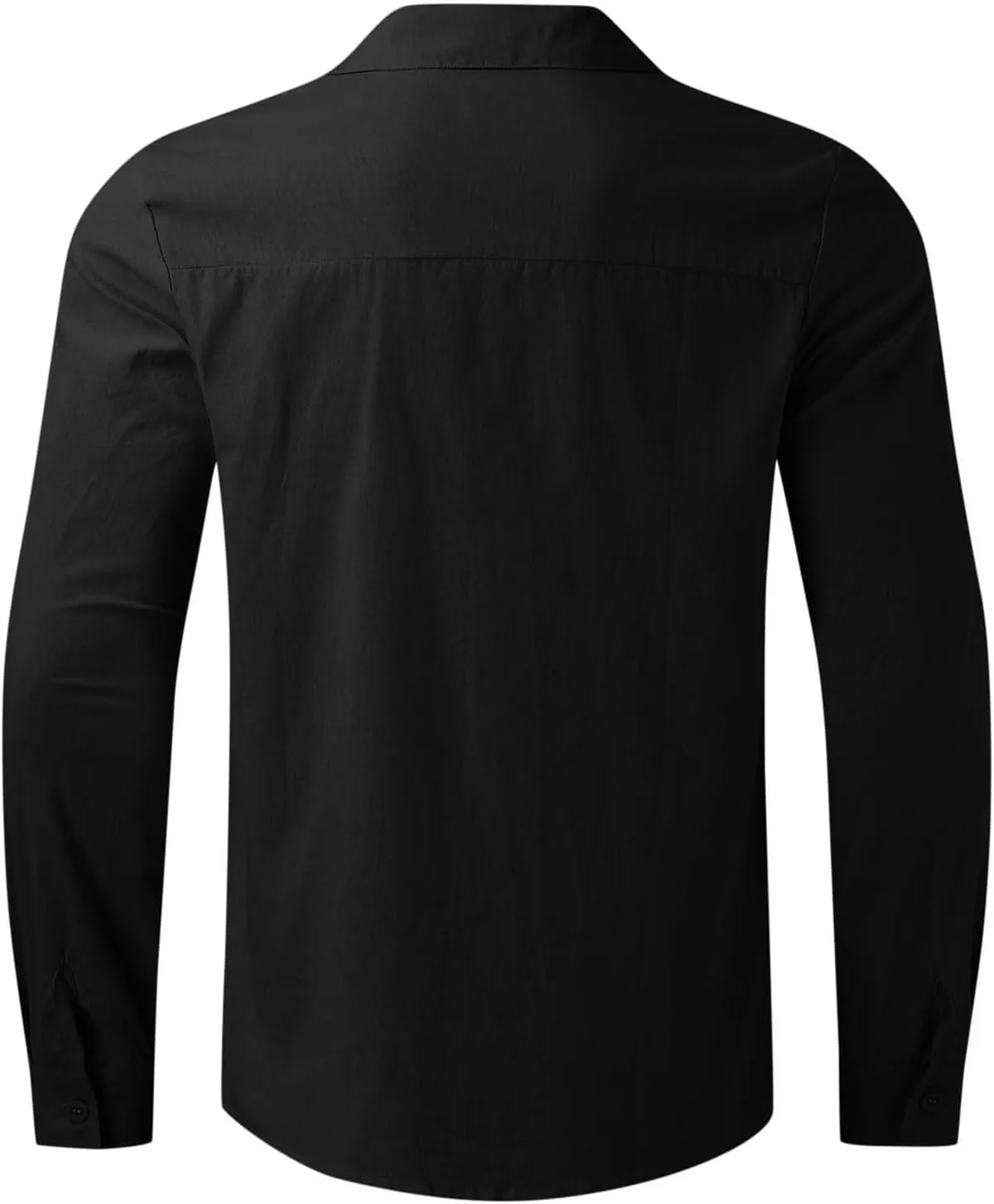 Mens Cotton Linen Hoodie Lightweight Long Sleeved Lapel Cotton Pocket Shirt Tops V Neck Button Down Hooded Shirt