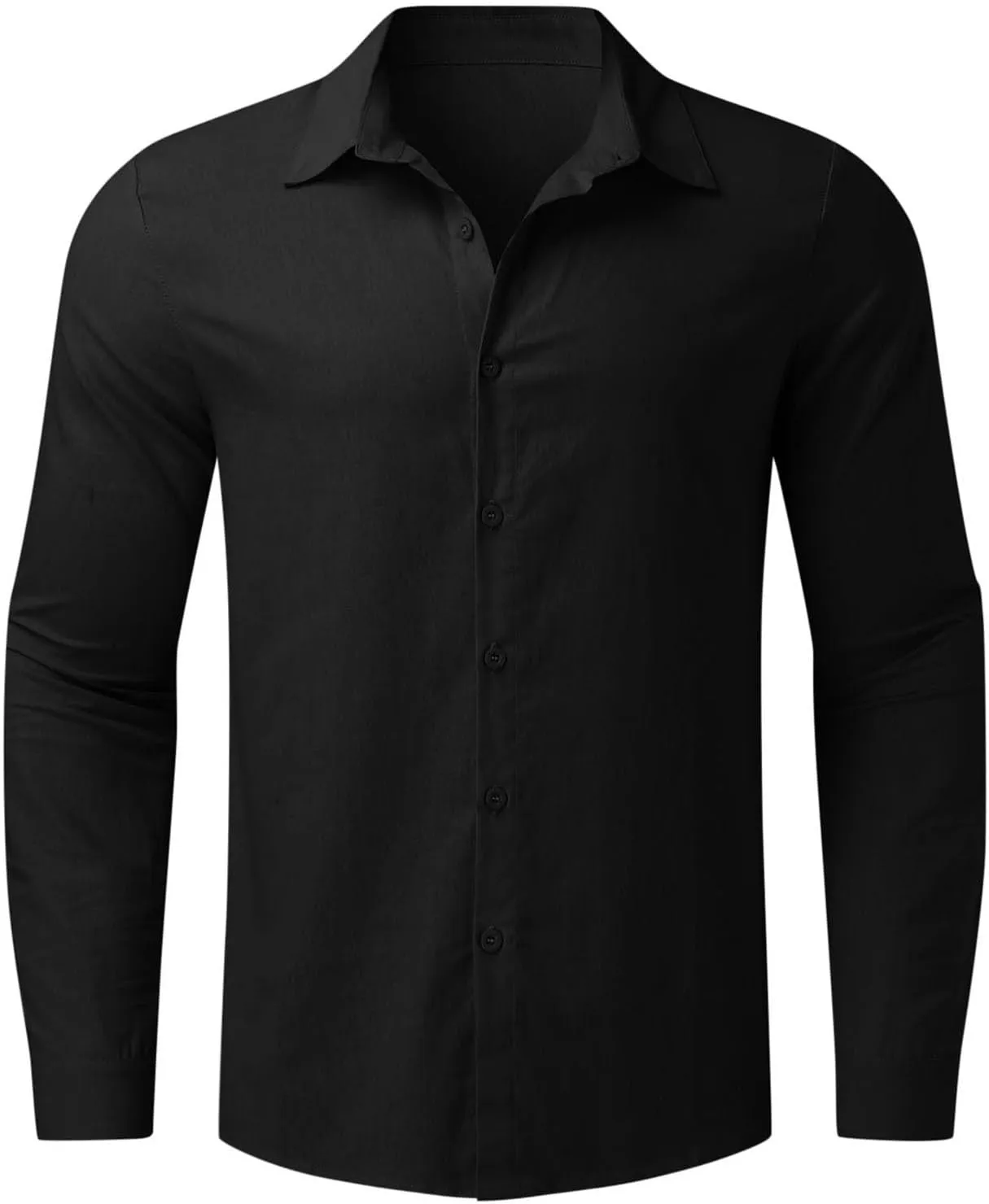 Mens Cotton Linen Hoodie Lightweight Long Sleeved Lapel Cotton Pocket Shirt Tops V Neck Button Down Hooded Shirt