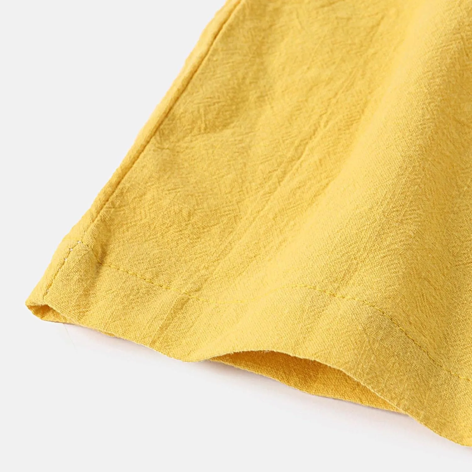 Mens Cotton Linen Shorts Casual Elastic Waist Drawstring Beach Shorts Lightweight Summer Golf Shorts Daily Shorts