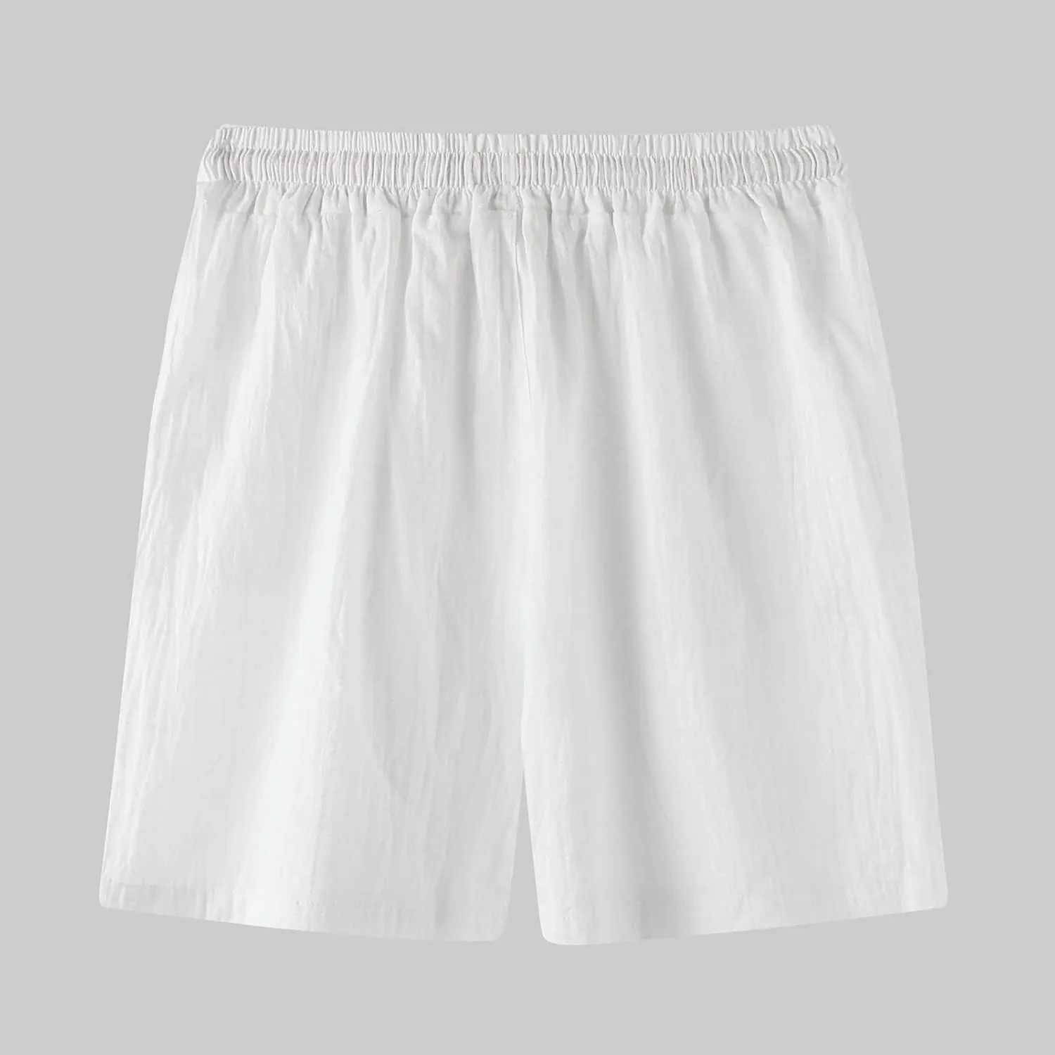 Mens Cotton Linen Shorts Casual Elastic Waist Drawstring Beach Shorts Lightweight Summer Golf Shorts Daily Shorts