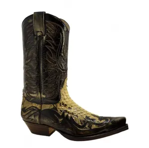 Men's Cowboy Boots Sendra 3241P Tierra Leather Python Skin Cuban Heel