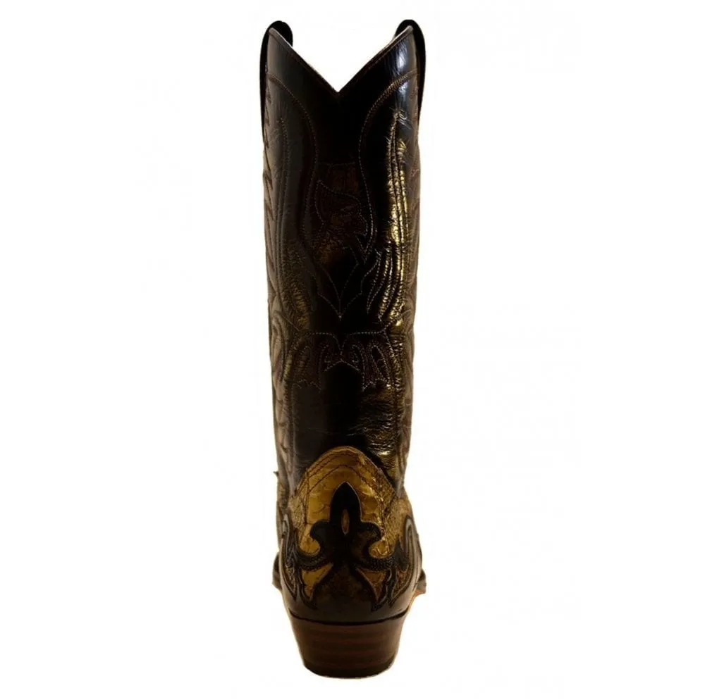 Men's Cowboy Boots Sendra 3241P Tierra Leather Python Skin Cuban Heel