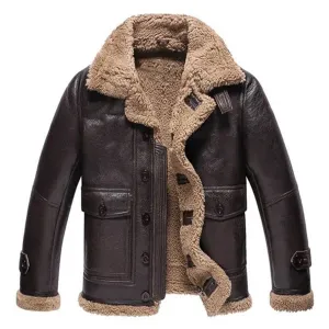 Men's Dark Brown RAF B3 Faux Shearling Jacket