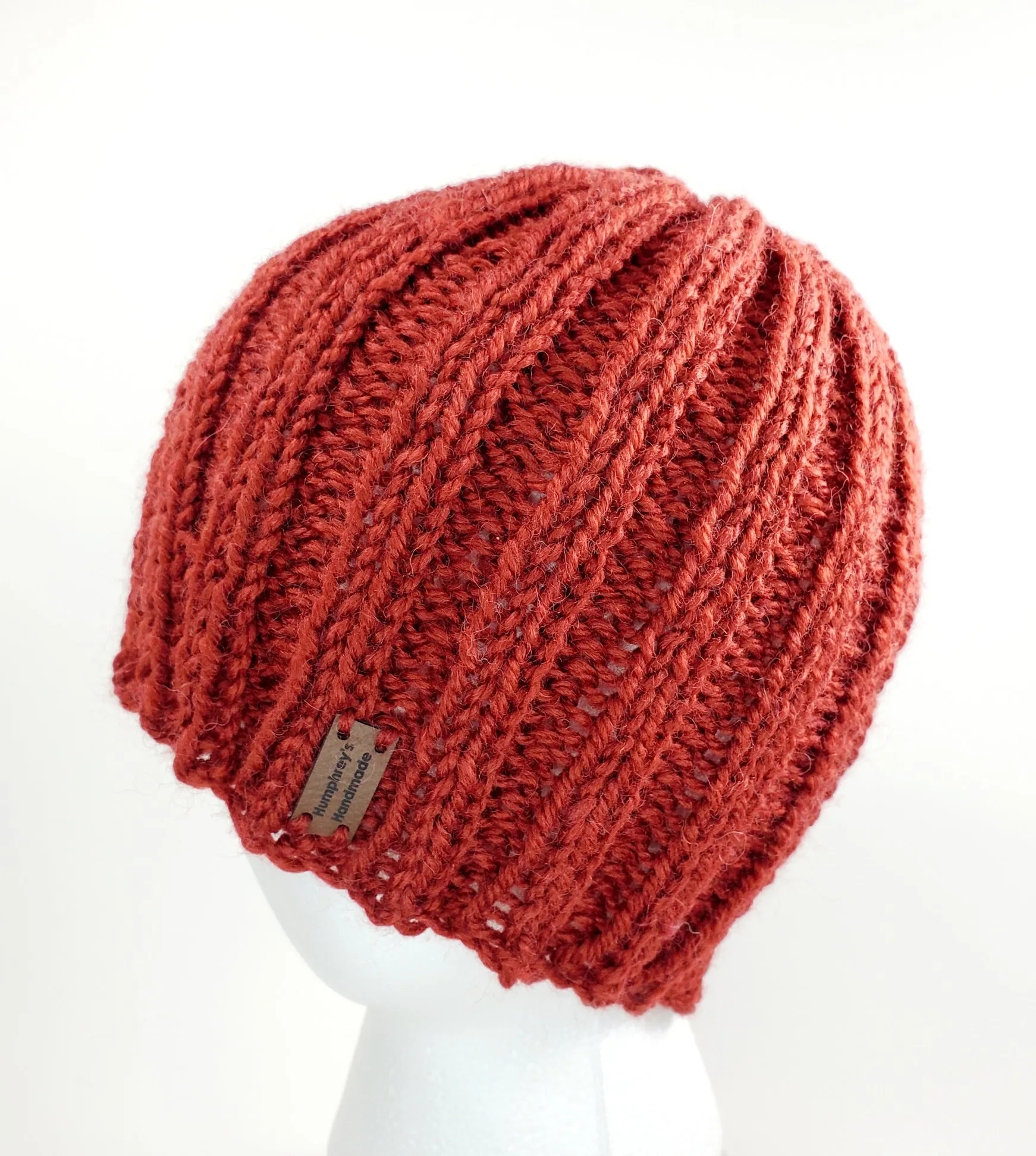 Men's DARK RED Yak Wool Watchcap | Mega Stretchy Knitted Winter Beanie | Unisex | USA Made | Maroon