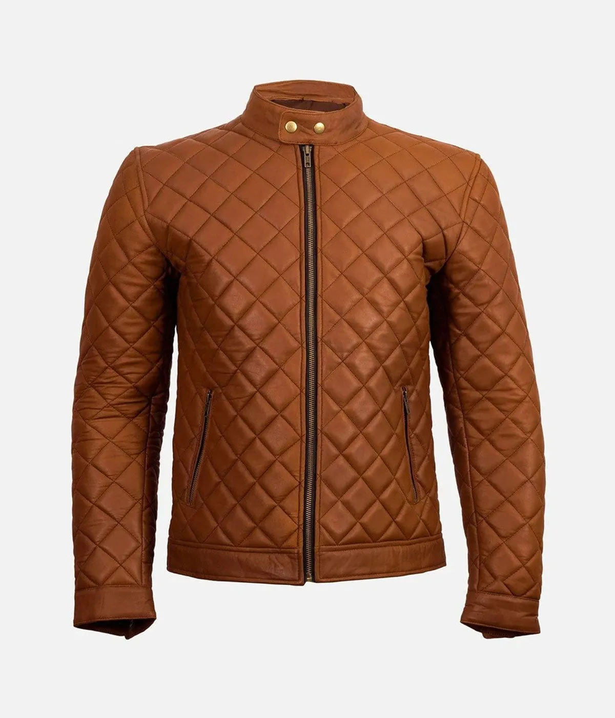 Men’s Decant Slim Fit Quilted Biker Leather Jacket by TJS