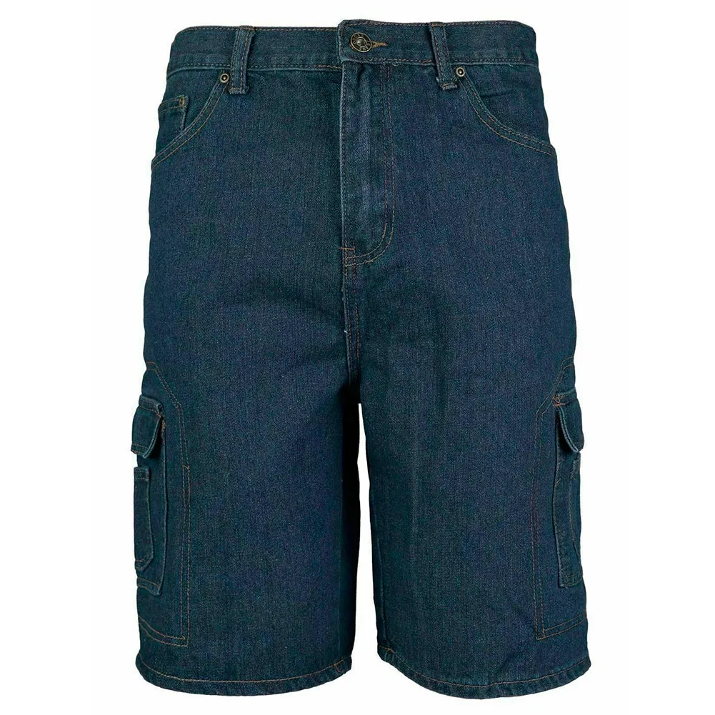 Men's Denim Cargo Shorts Premium Cotton Multi Pocket Relaxed Fit Stonewash Jean