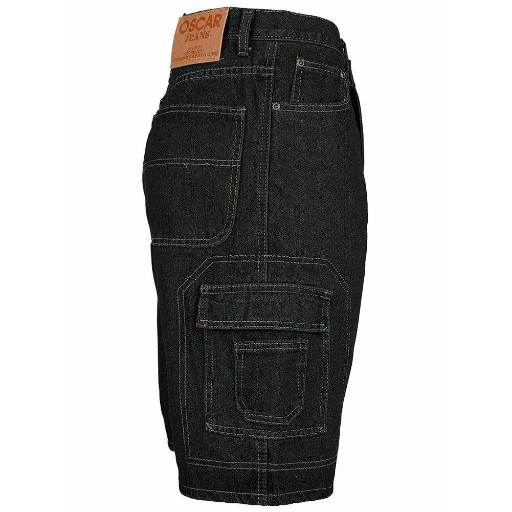 Men's Denim Cargo Shorts Premium Cotton Multi Pocket Relaxed Fit Stonewash Jean