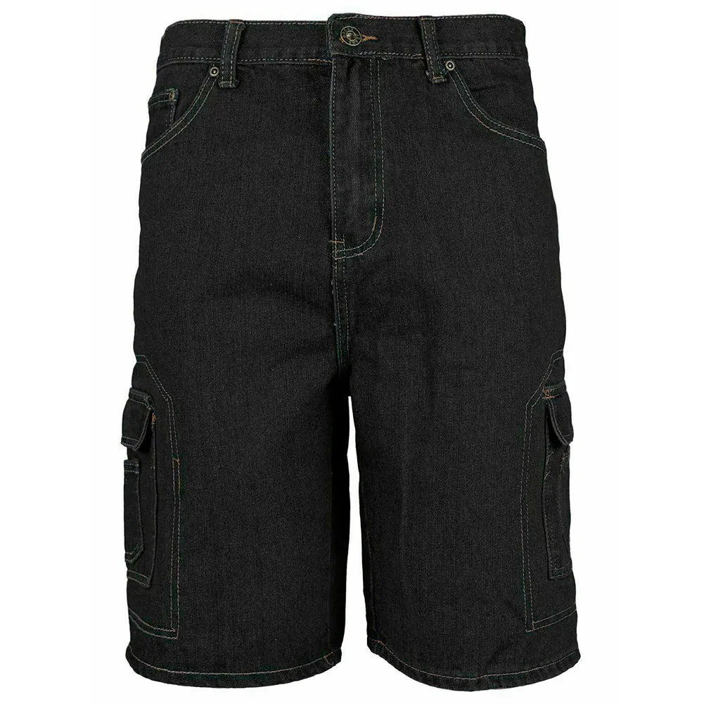 Men's Denim Cargo Shorts Premium Cotton Multi Pocket Relaxed Fit Stonewash Jean