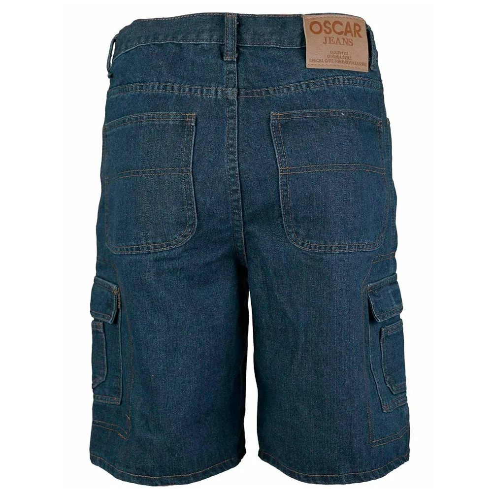 Men's Denim Cargo Shorts Premium Cotton Multi Pocket Relaxed Fit Stonewash Jean