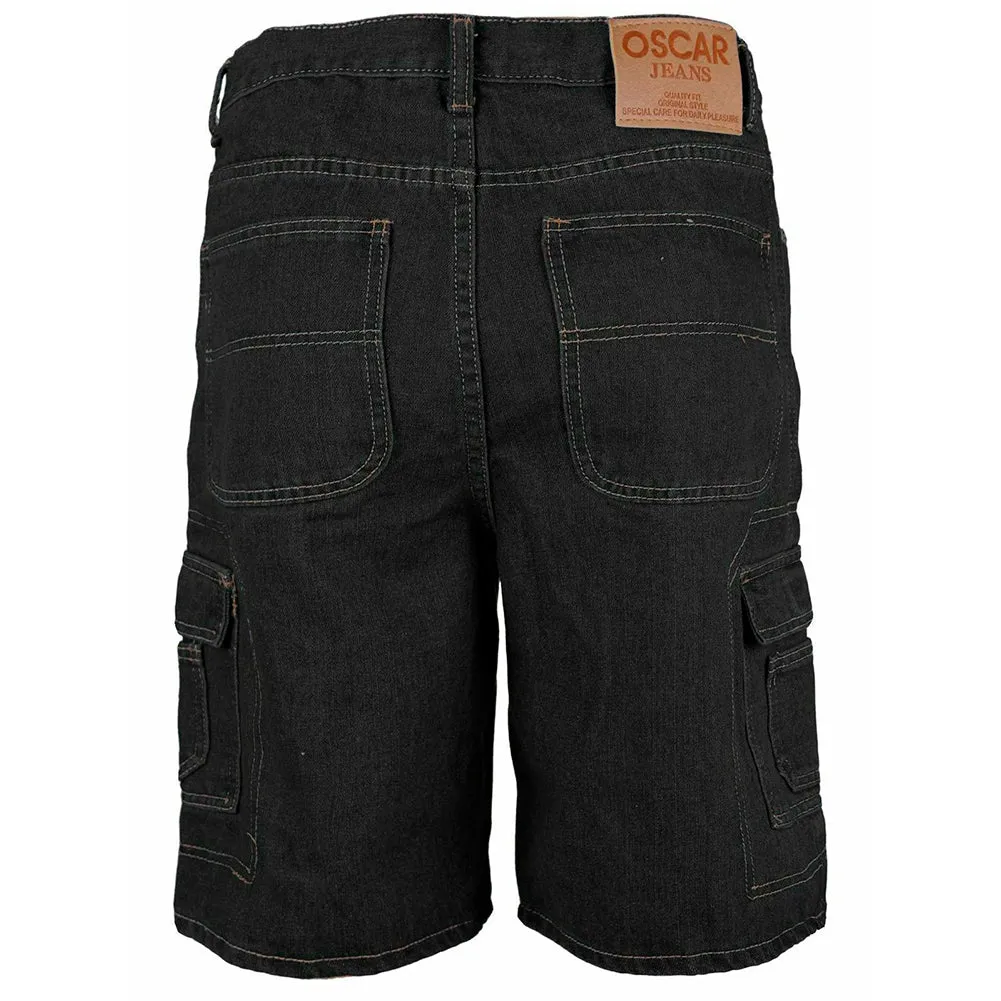 Men's Denim Cargo Shorts Premium Cotton Multi Pocket Relaxed Fit Stonewash Jean