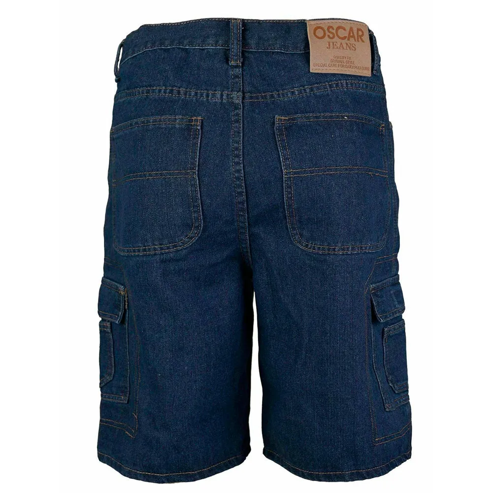 Men's Denim Cargo Shorts Premium Cotton Multi Pocket Relaxed Fit Stonewash Jean
