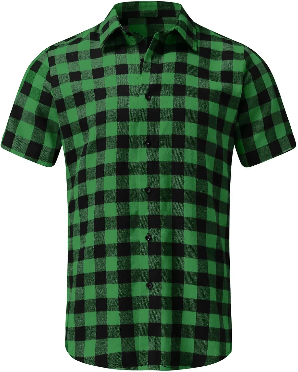 Mens Fashion Short Sleeve Flannel Shirts Slim Fit Causal Button Down Plaid Designer Shirts Camisas de Hombre