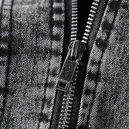 Men's Fashion Vintage Denim Jacket Stand Collar Zipper Lightweight Motorcycle Jackets Warm Slim Trucker Coats