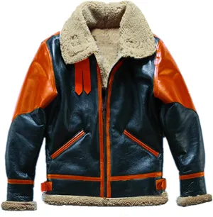 Mens Faux Leather Jacket Warm Winter Biker Coat Casual Bomber Moto Jacket Cropped Thick Coat Outerwear with Pockets