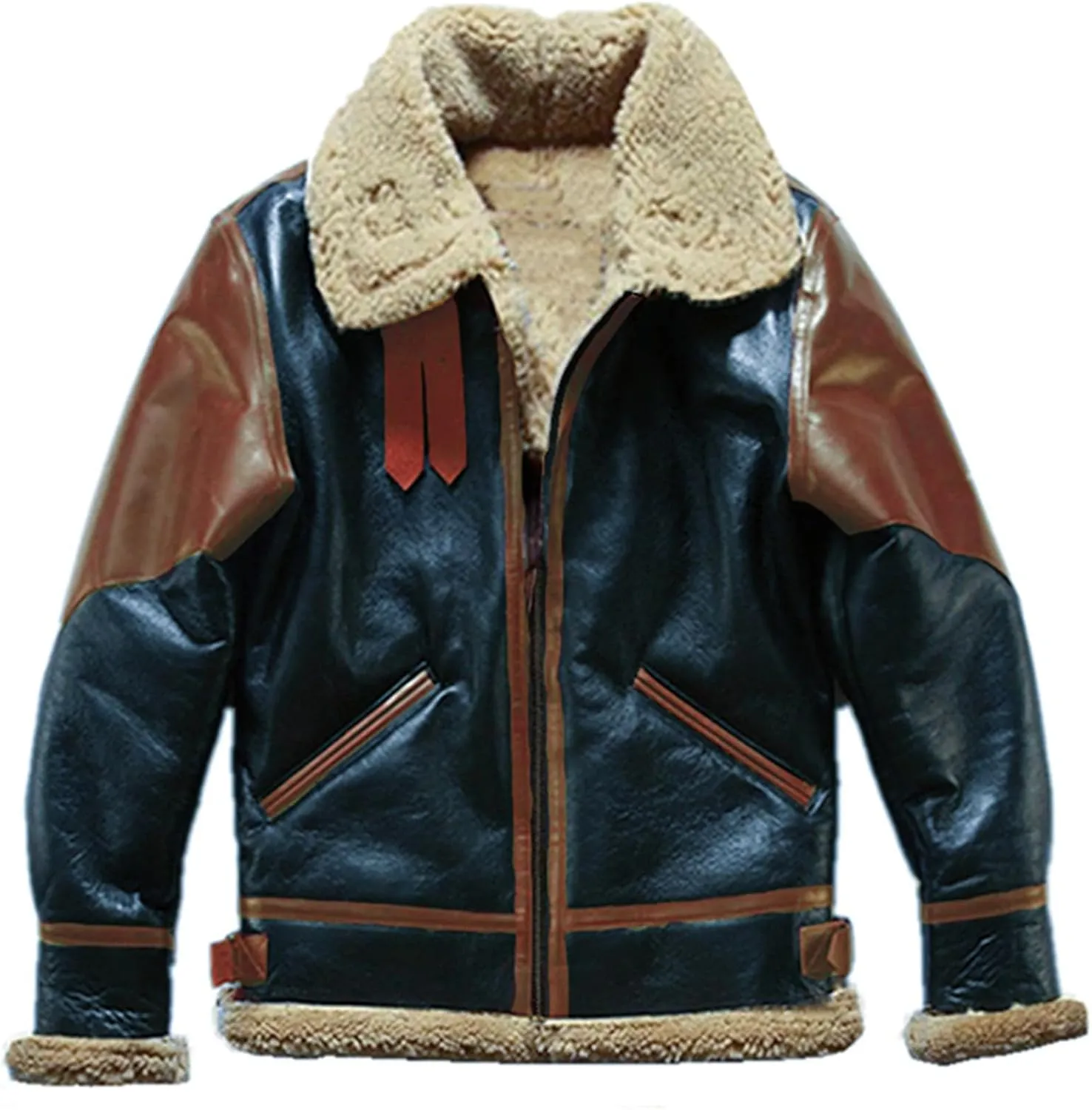 Mens Faux Leather Jacket Warm Winter Biker Coat Casual Bomber Moto Jacket Cropped Thick Coat Outerwear with Pockets