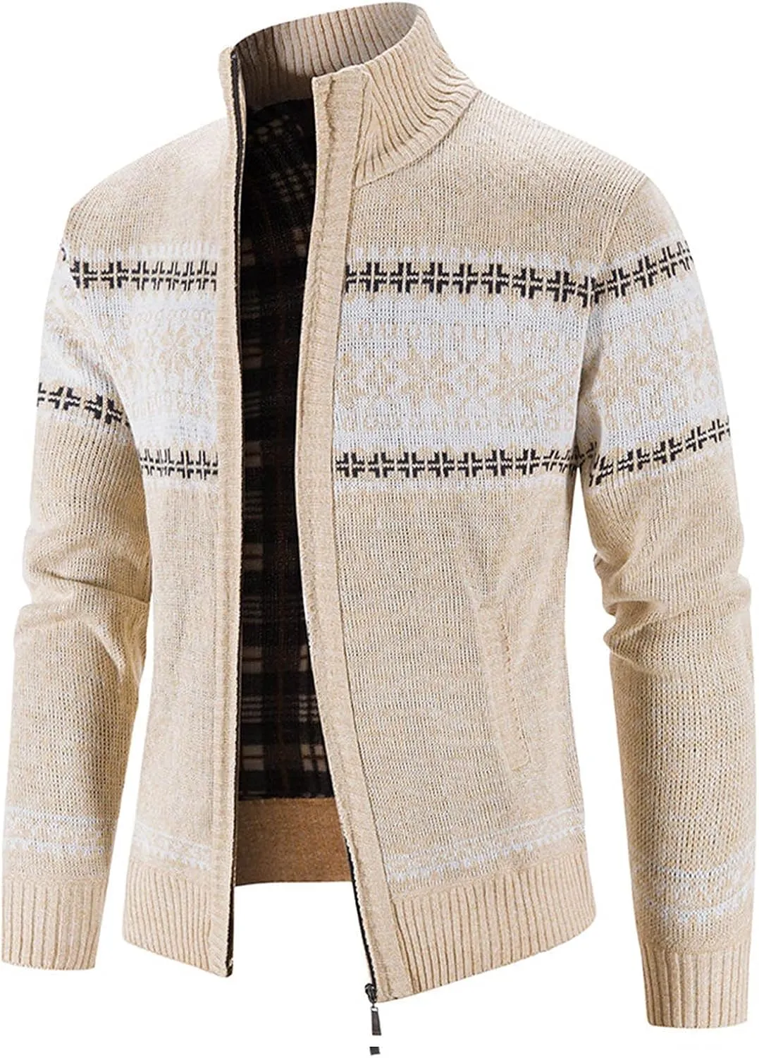 Men'S Flannel Jacket With Hood Zipper Long Sleeve Pocket Warm Cardigan Jacket Fleece Lined Flannel Shirts Plaid