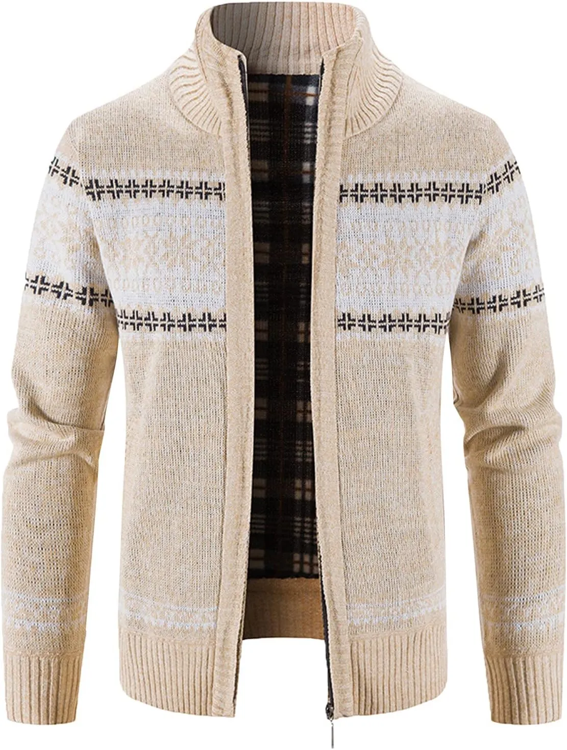 Men'S Flannel Jacket With Hood Zipper Long Sleeve Pocket Warm Cardigan Jacket Fleece Lined Flannel Shirts Plaid