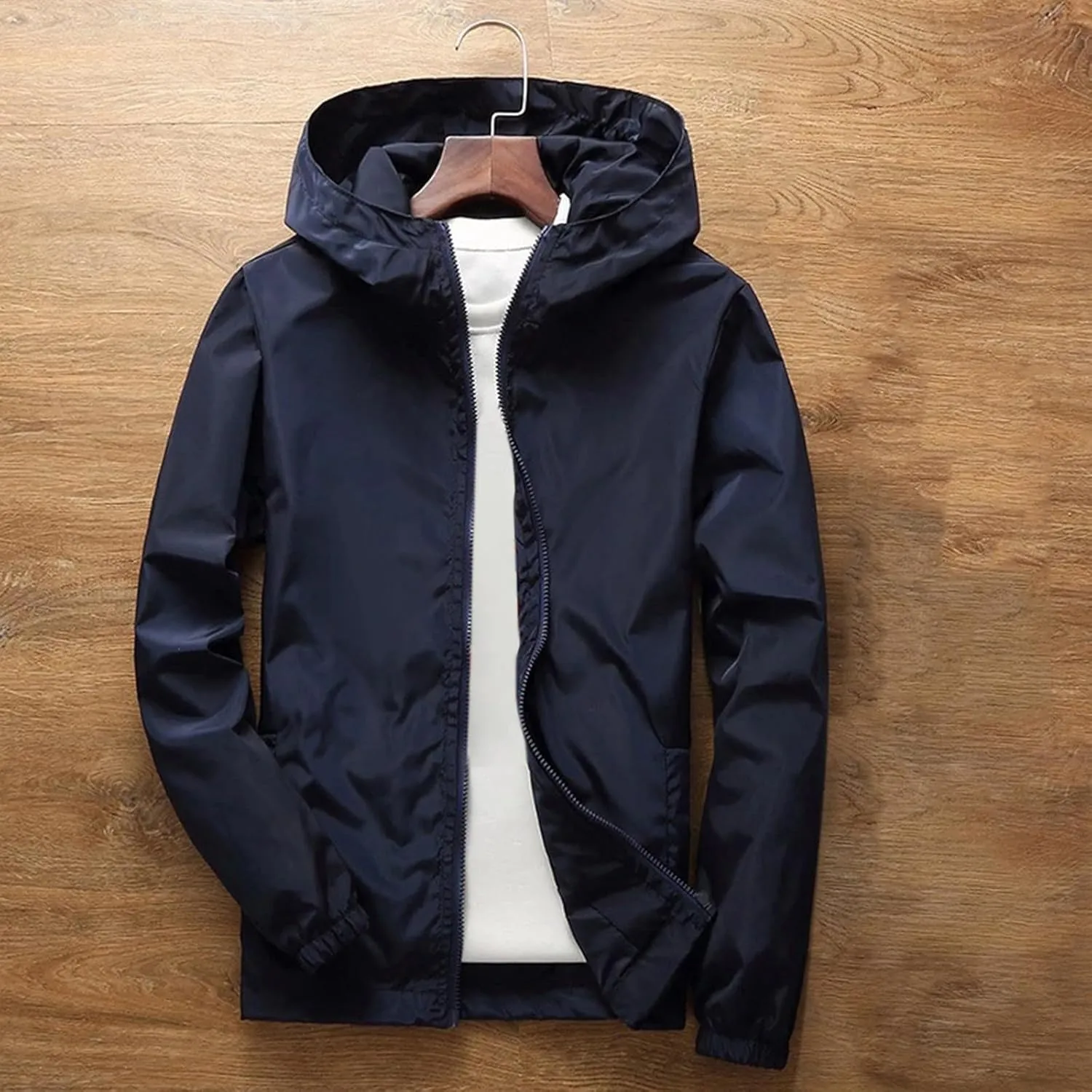 Mens Flannel Shirt Fashion Casual Solid Color Hooded Thick Zipper Pocket Thick Coat Thick Jacket Work Shirts Mens