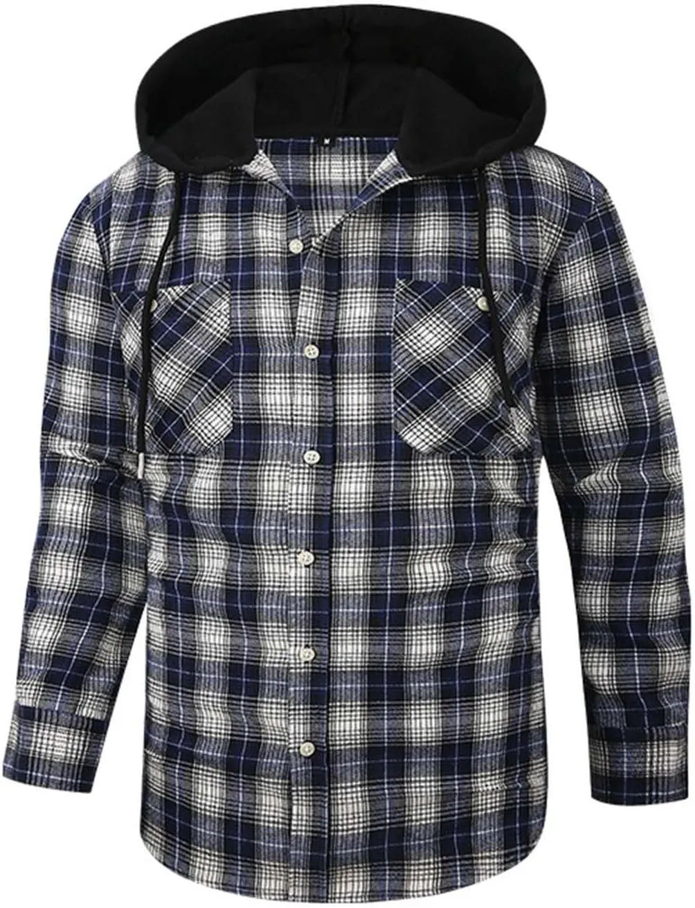 Mens Flannel Shirts Long Sleeve Plaid Lightweight Hooded Flannel Shirt Jacket Casual Button Down Fall Shacket