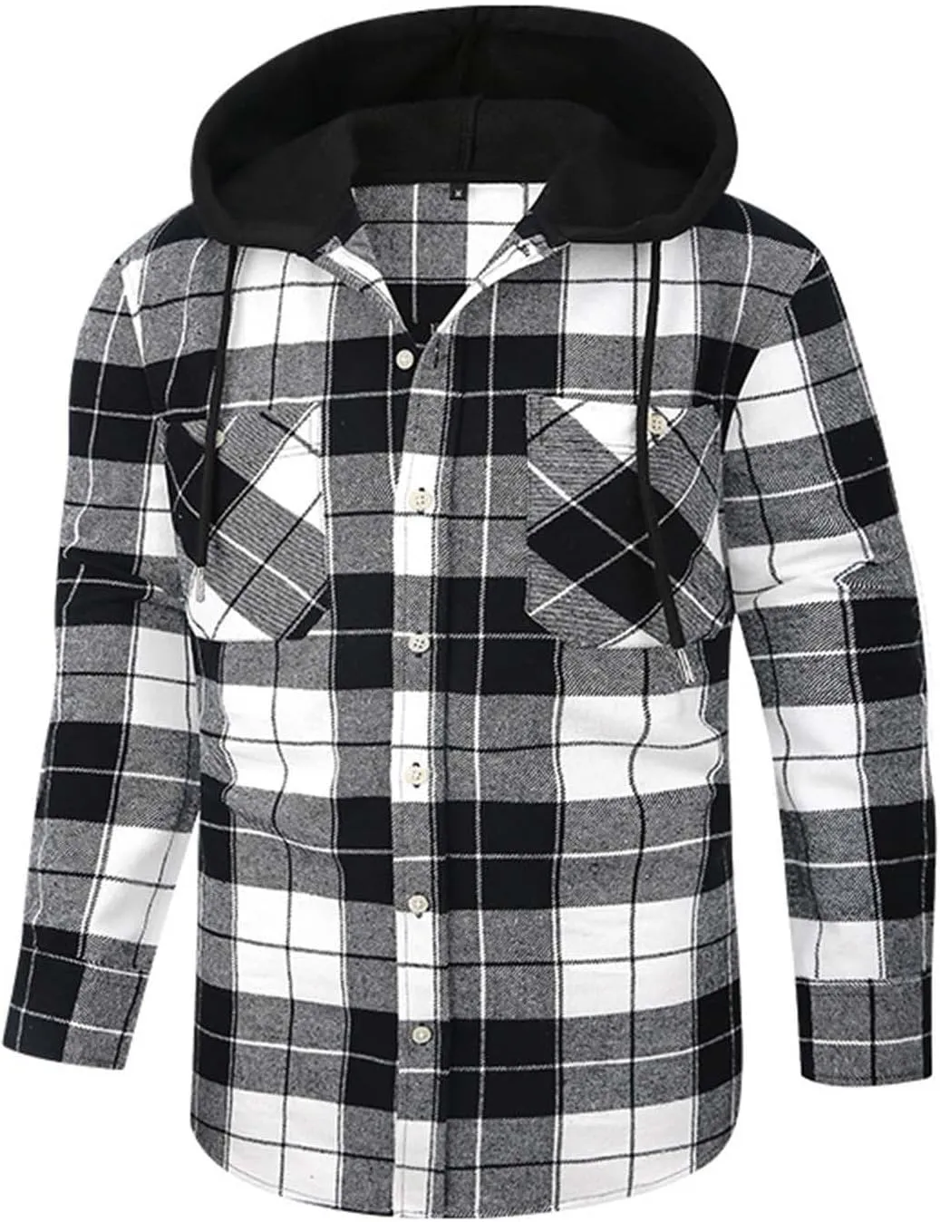 Mens Flannel Shirts Long Sleeve Plaid Lightweight Hooded Flannel Shirt Jacket Casual Button Down Fall Shacket