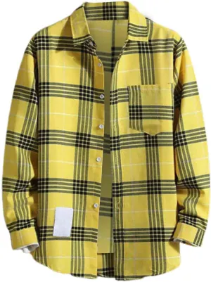 Mens Flannel Shirts Men Fashion Casual Fashionable Square Printing Lightweight Long Sleeve Flannel Shirt for Men