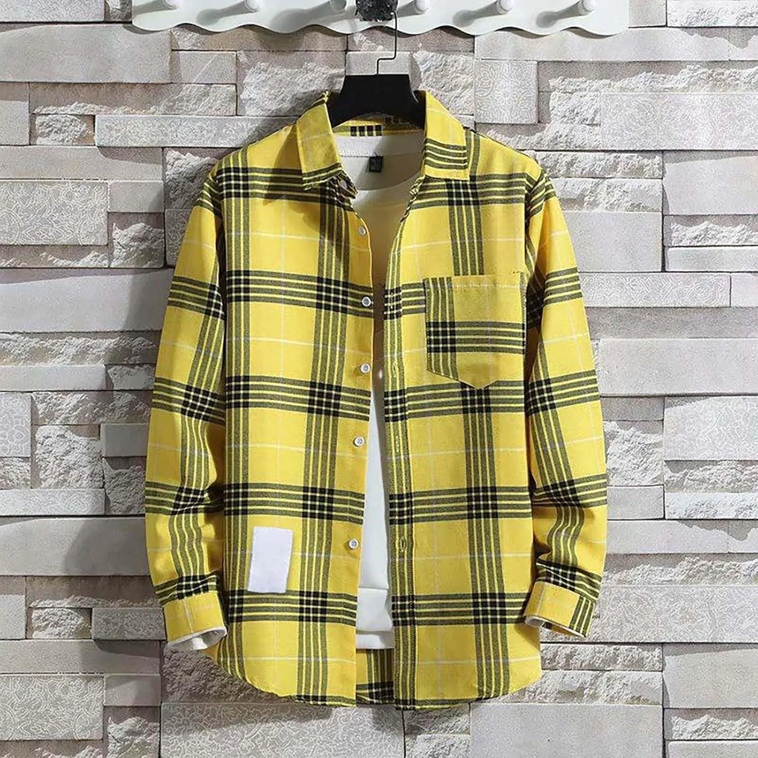 Mens Flannel Shirts Men Fashion Casual Fashionable Square Printing Lightweight Long Sleeve Flannel Shirt for Men