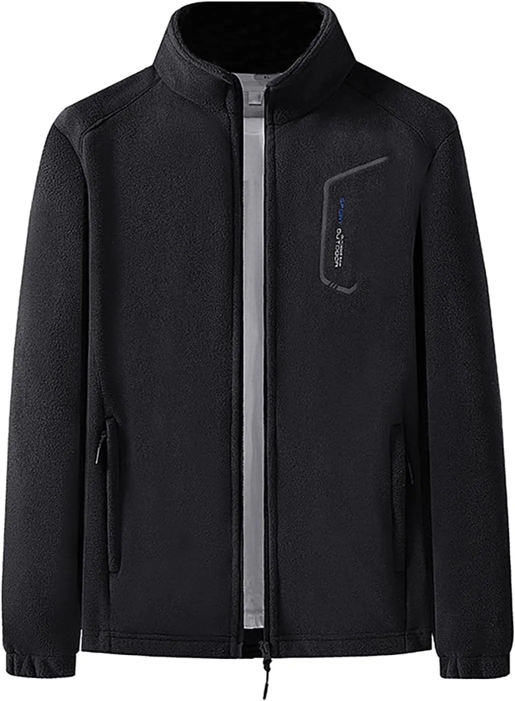 Men's Fleece Jackets Oversized Casual Full Zip Coats Outdoor Sports Hunting Coats with Zipper Pockets Winter Warm Jacket