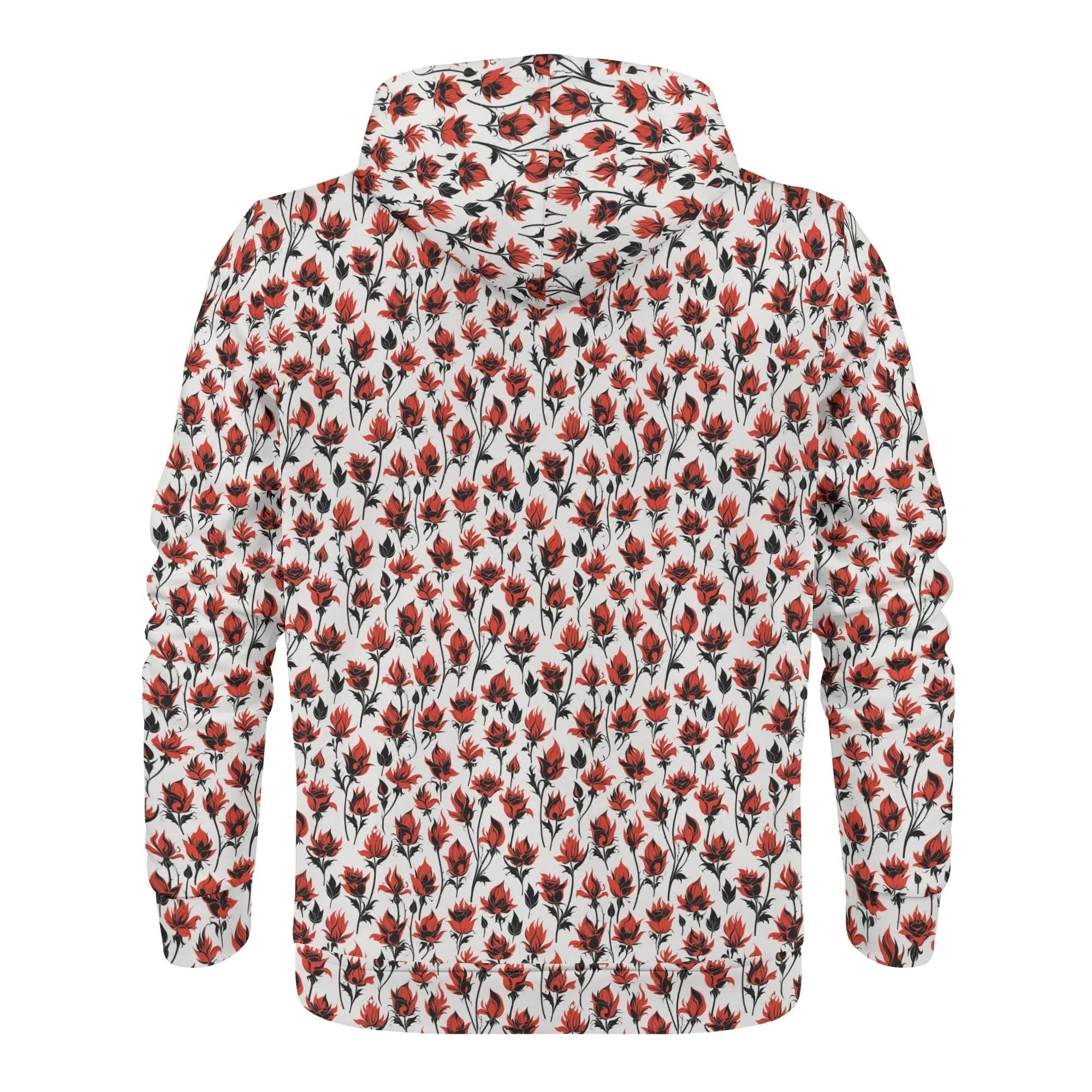 Mens Floral Fire Classic Zip Up Hoodie Warm Jacket