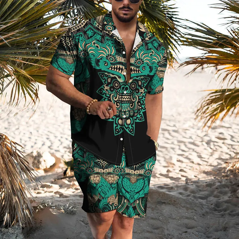 Men's Graphic Hawaiian Casual Short Sleeve Suits