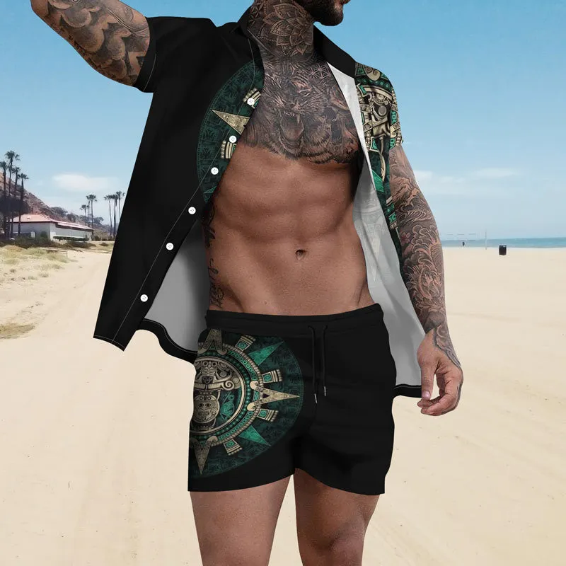 Men's Graphic Hawaiian Casual Short Sleeve Suits