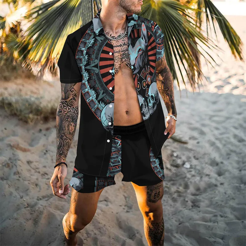 Men's Graphic Hawaiian Casual Short Sleeve Suits