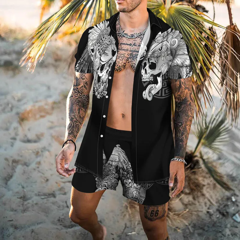 Men's Graphic Hawaiian Casual Short Sleeve Suits