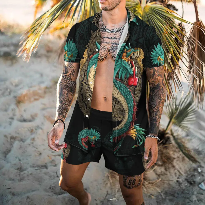 Men's Graphic Hawaiian Casual Short Sleeve Suits