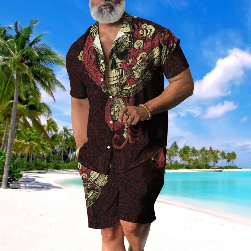 Men's Graphic Hawaiian Casual Short Sleeve Suits