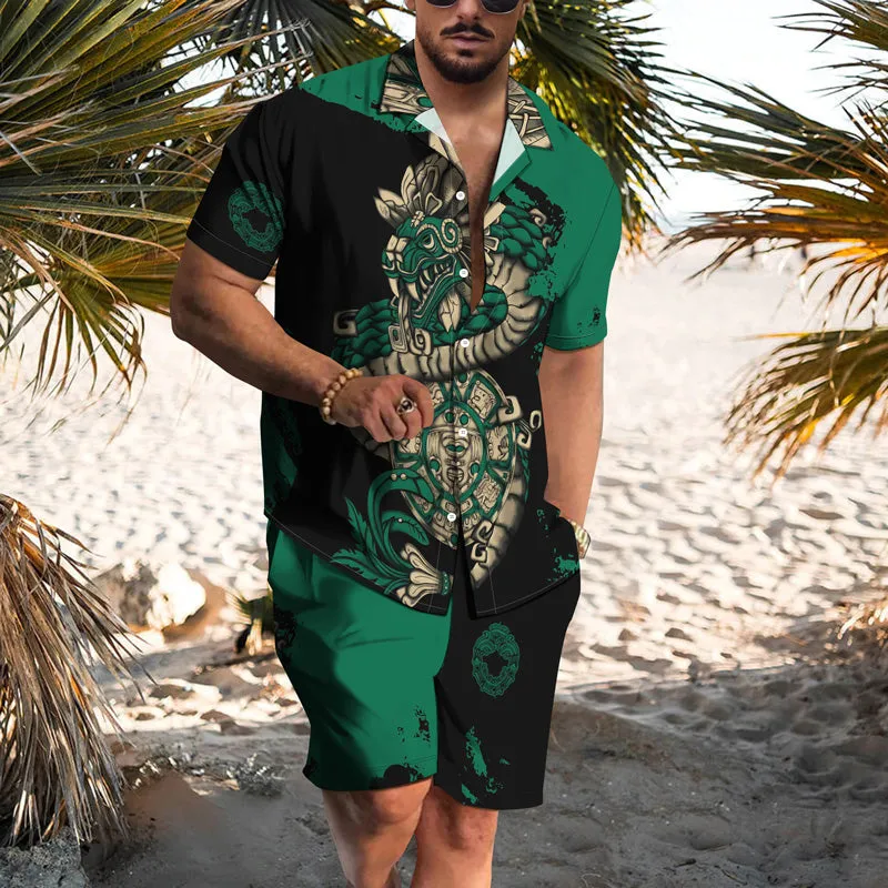 Men's Graphic Hawaiian Casual Short Sleeve Suits
