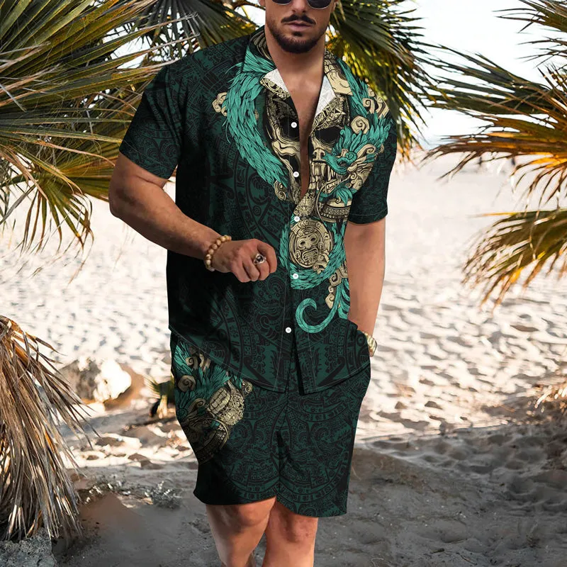 Men's Graphic Hawaiian Casual Short Sleeve Suits