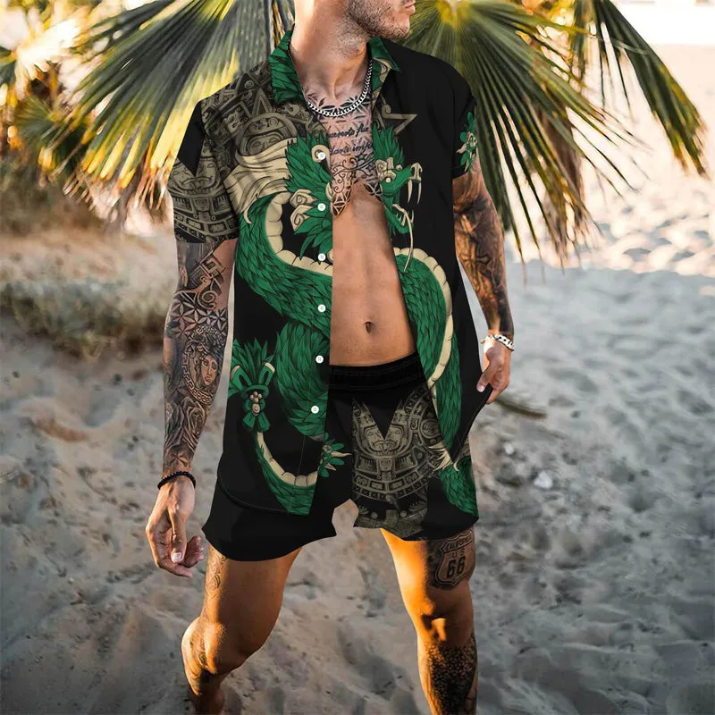 Men's Graphic Hawaiian Casual Short Sleeve Suits