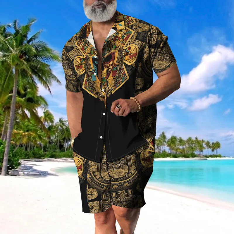 Men's Graphic Hawaiian Casual Short Sleeve Suits