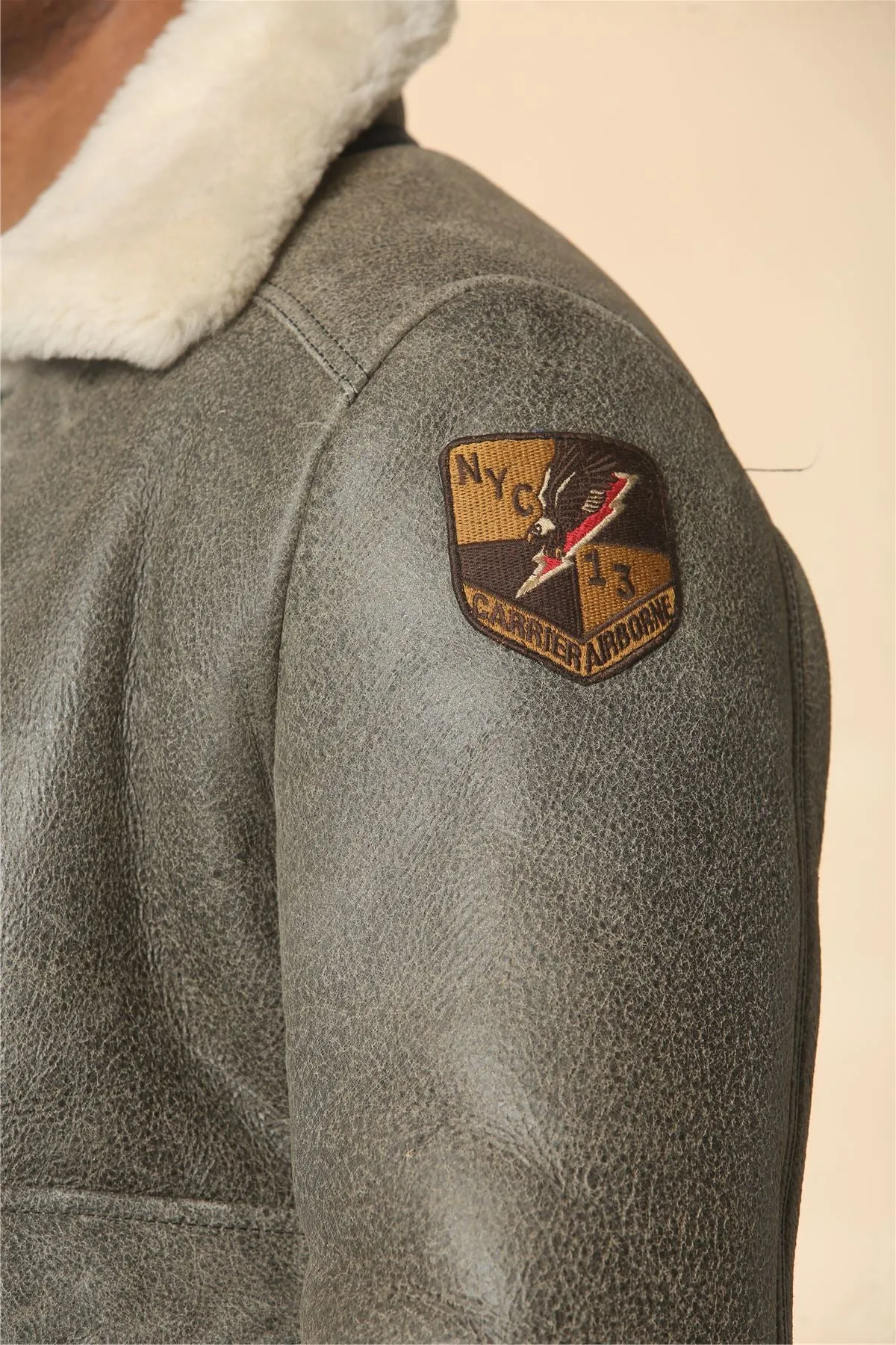 Men's Grey B3 Shearling Aviator Sheepskin Jacket