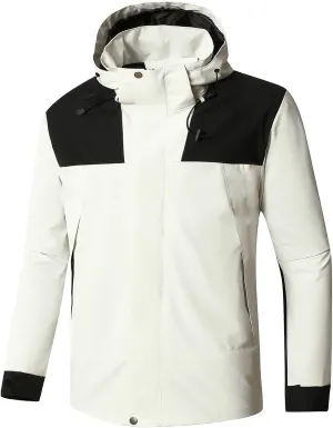 Men's Hooded Water Proof Jacket Lightweight Rain Jacket Outdoor Casual Sportswear Color Block Running Cycling