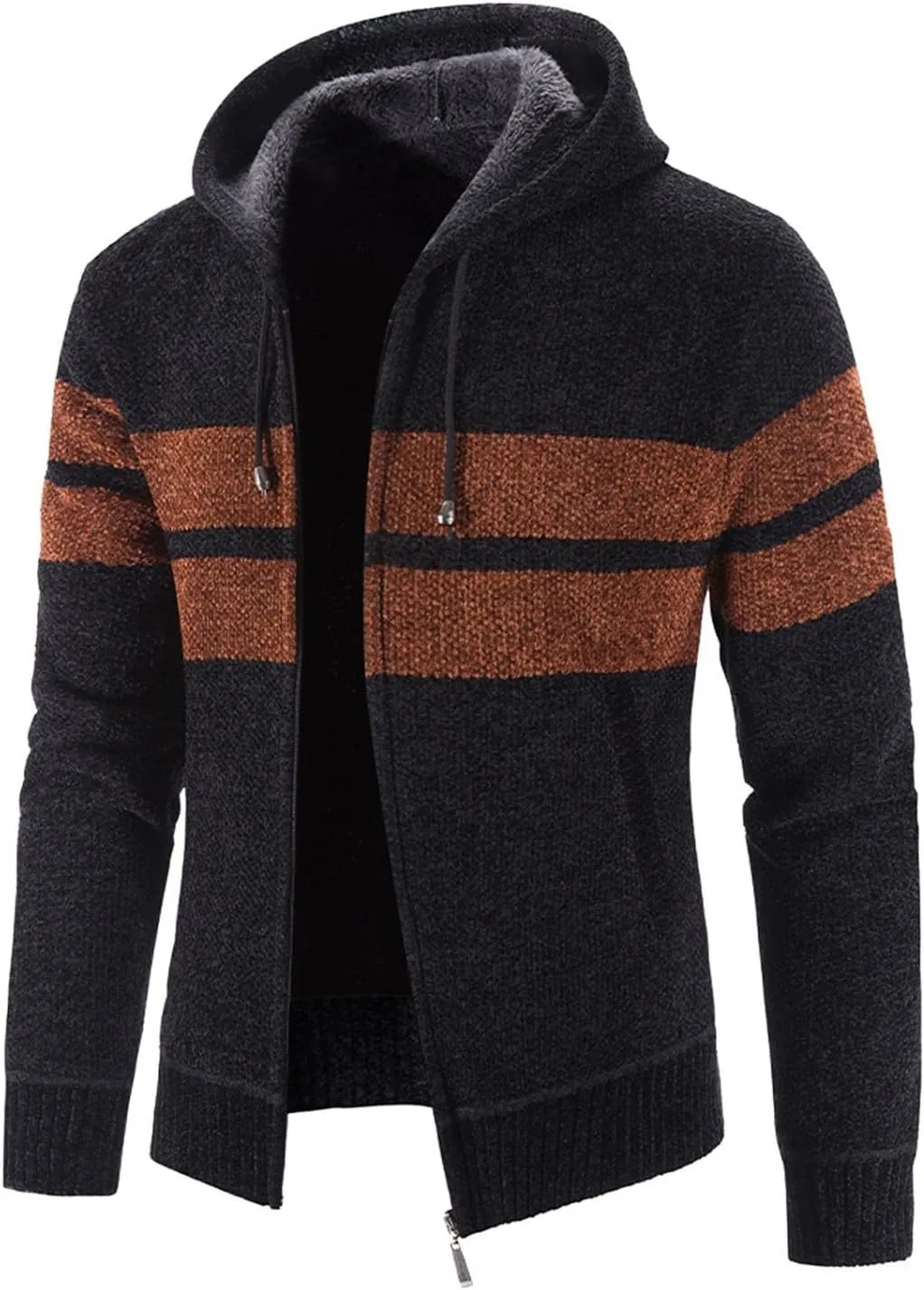 Mens Hoodies,Men's Open Front Cardigan Sweater Full Zip Up Stitching Hooded Cable Knitted Sweatshirts Winter Coats Top