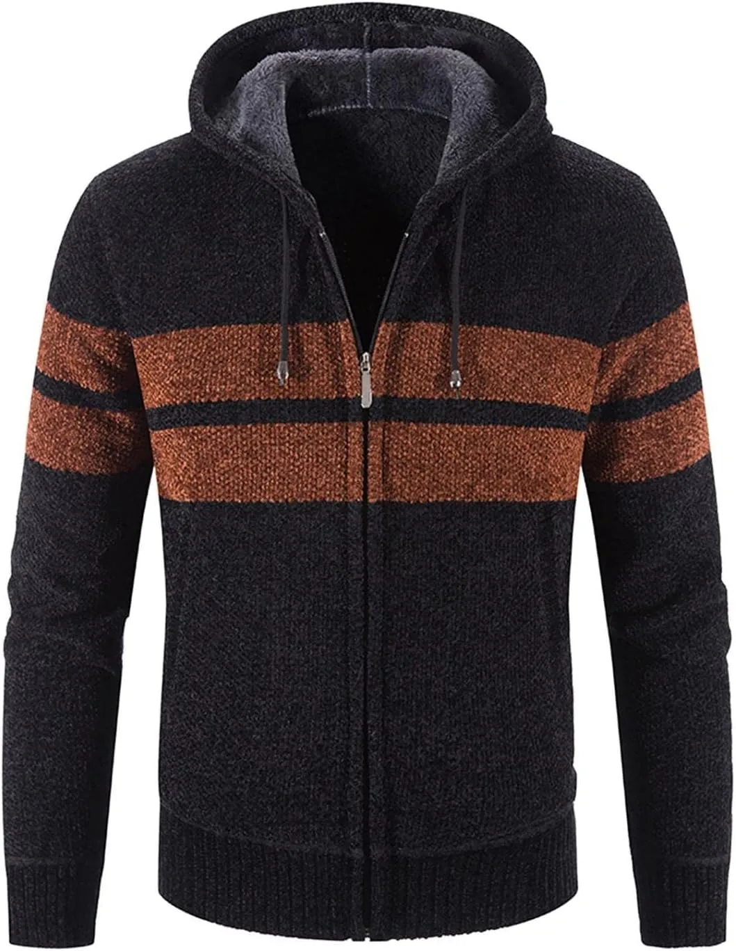 Mens Hoodies,Men's Open Front Cardigan Sweater Full Zip Up Stitching Hooded Cable Knitted Sweatshirts Winter Coats Top