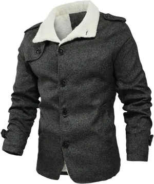 Men's Jacket Sherpa Lined Fleece Trucker Jackets Lapel Windproof Coats Outdoor Winter Warm Coat With Sherpa Collar