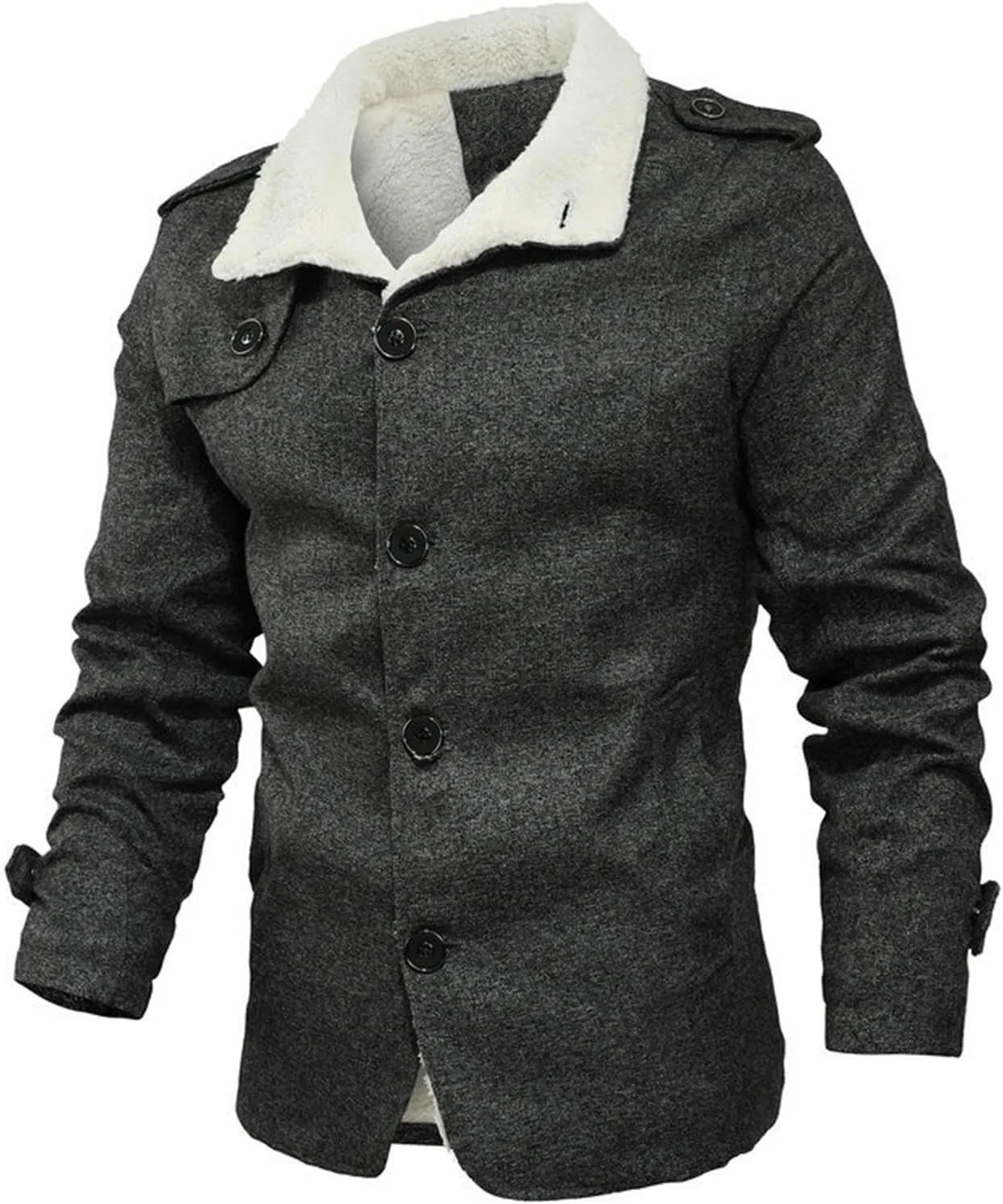 Men's Jacket Sherpa Lined Fleece Trucker Jackets Lapel Windproof Coats Outdoor Winter Warm Coat With Sherpa Collar
