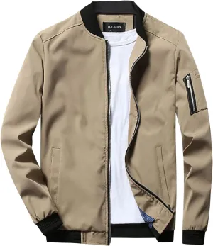 Men's Jacket Slim Fit Lightweight Softshell Flight Bomber Jacket Coat